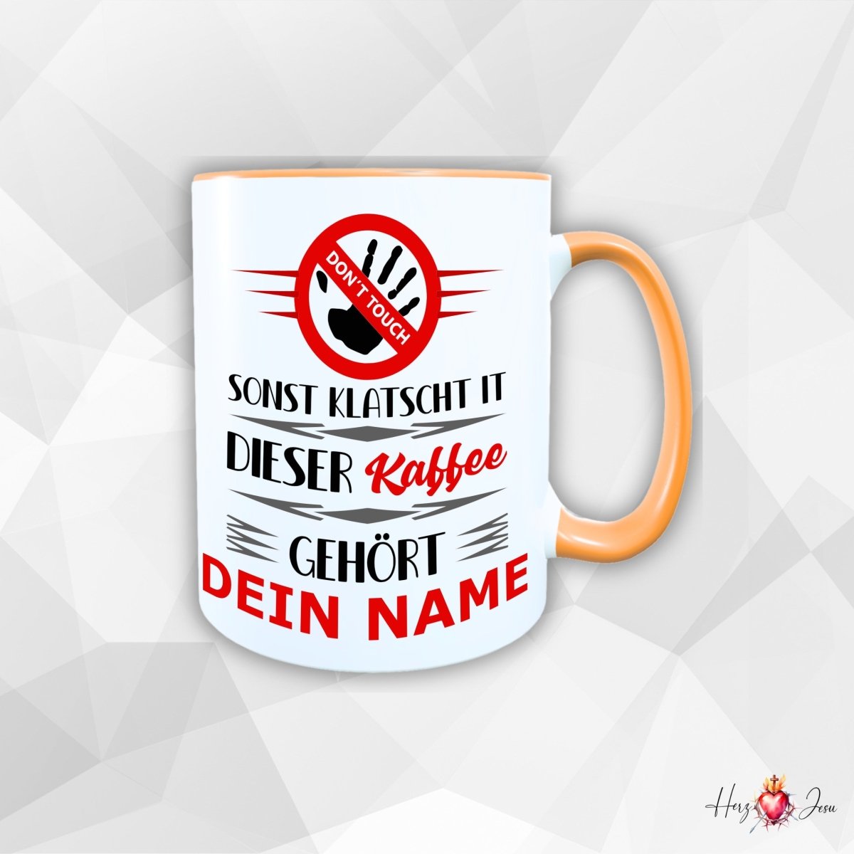 Personalisierte Keramik Tasse mit deinem Namen _0067T - Herz Jesu