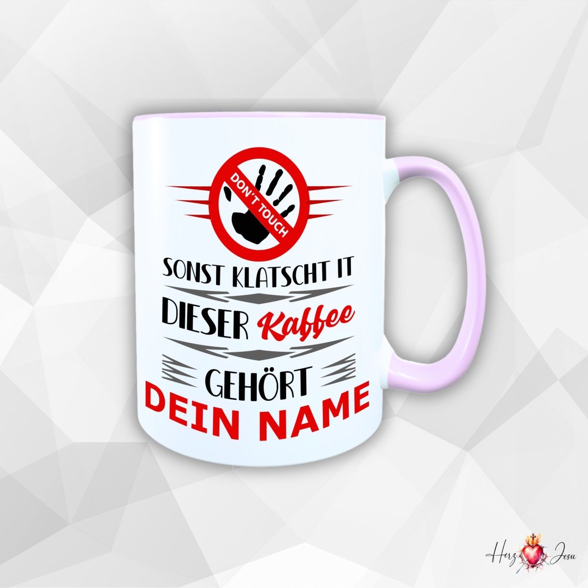 Personalisierte Keramik Tasse mit deinem Namen _0067T - Herz Jesu