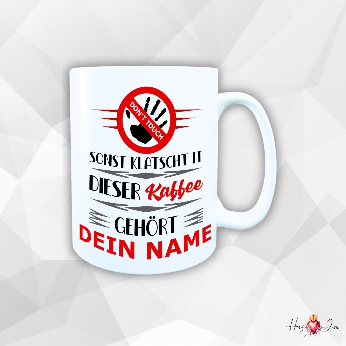 Personalisierte Keramik Tasse mit deinem Namen _0067T - Herz Jesu