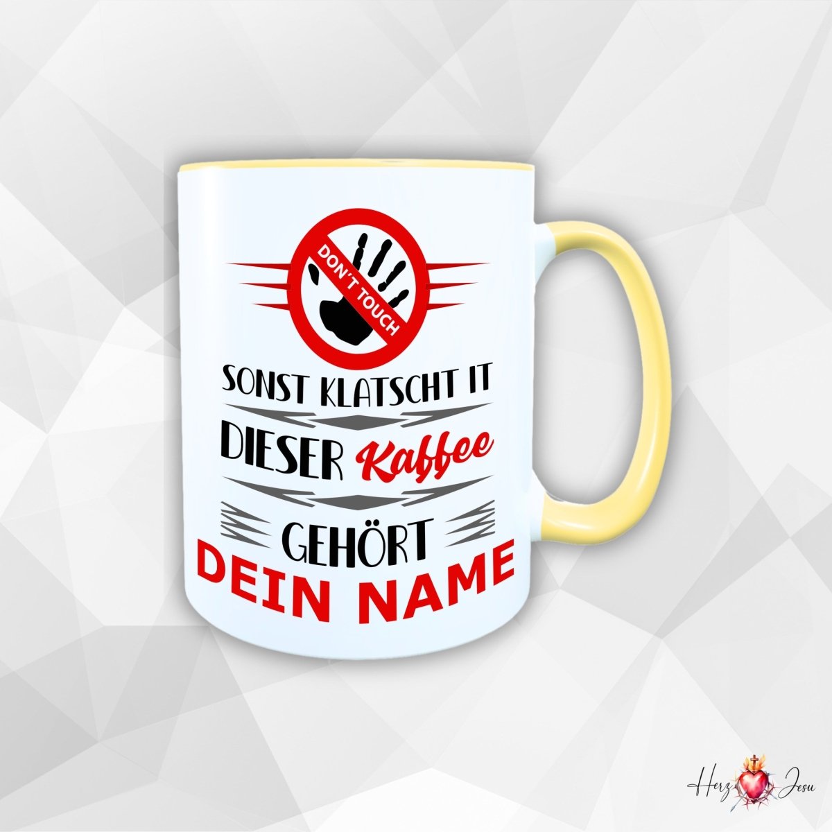 Personalisierte Keramik Tasse mit deinem Namen _0067T - Herz Jesu