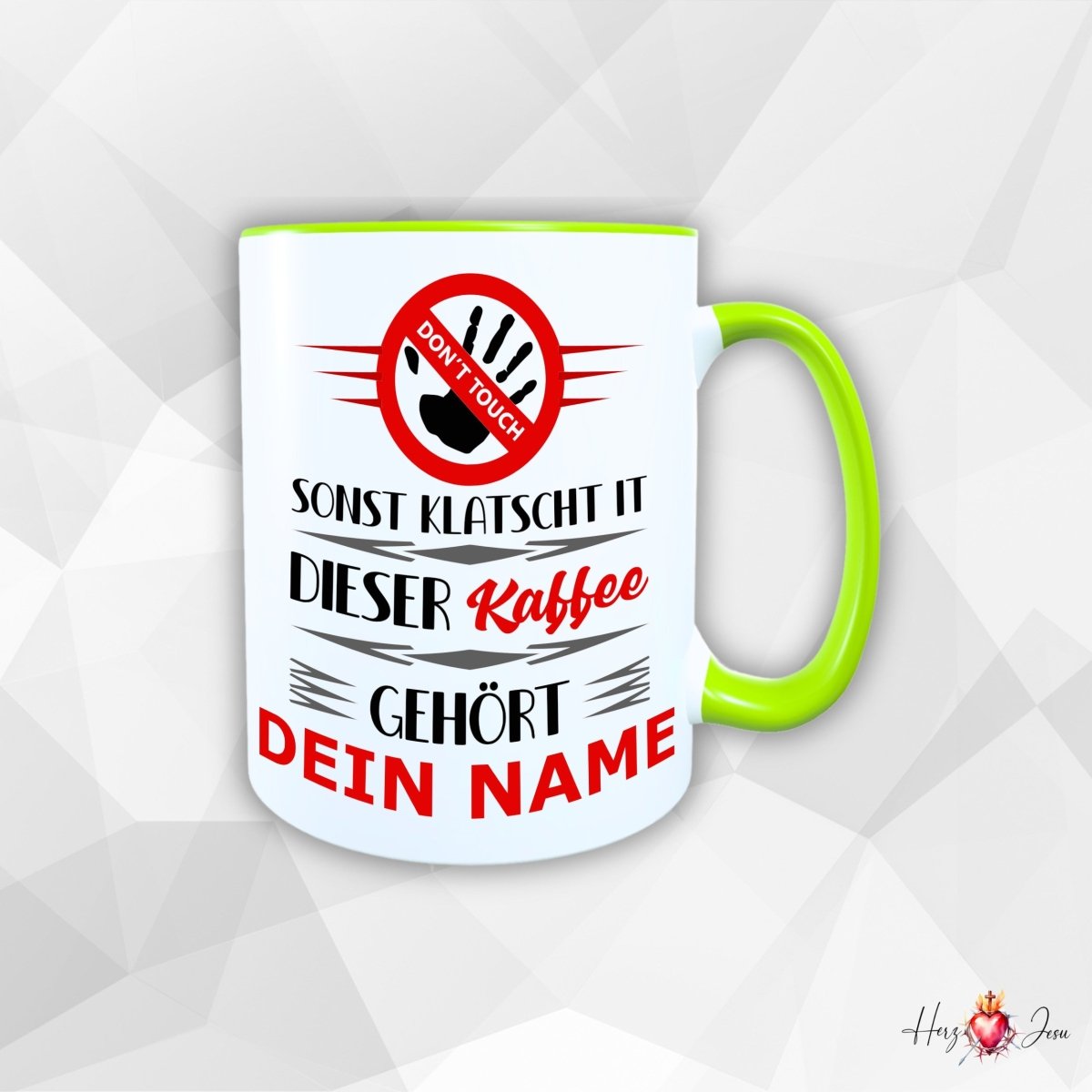 Personalisierte Keramik Tasse mit deinem Namen _0067T - Herz Jesu