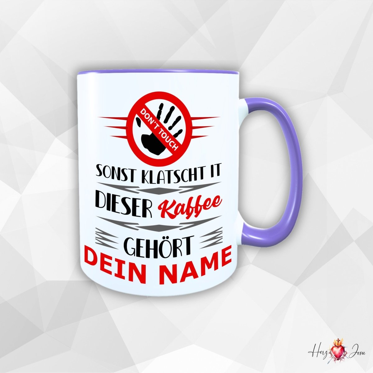 Personalisierte Keramik Tasse mit deinem Namen _0067T - Herz Jesu