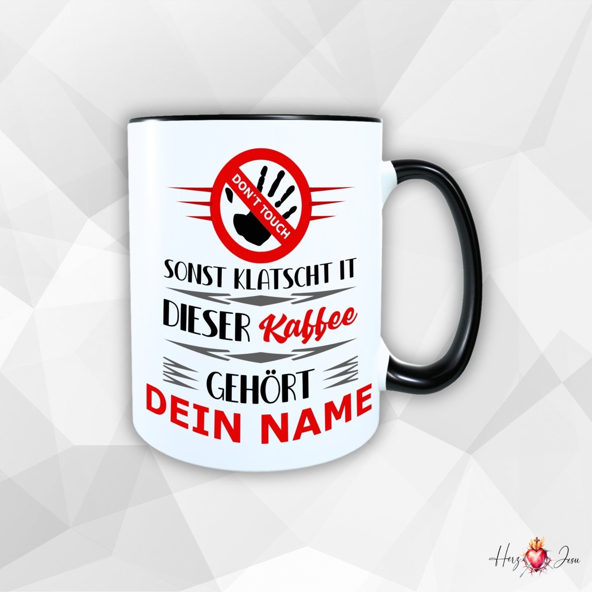 Personalisierte Keramik Tasse mit deinem Namen _0067T - Herz Jesu
