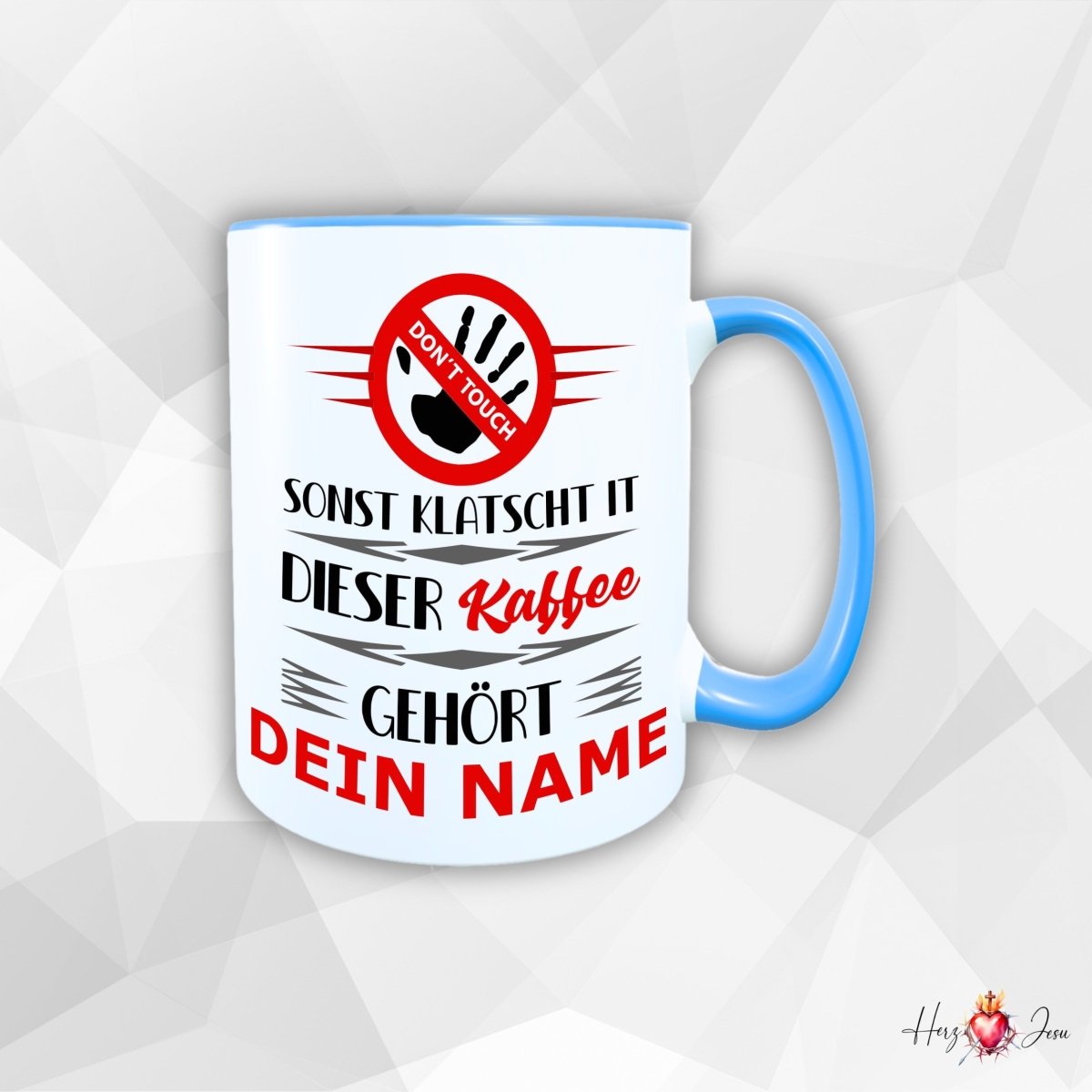 Personalisierte Keramik Tasse mit deinem Namen _0067T - Herz Jesu