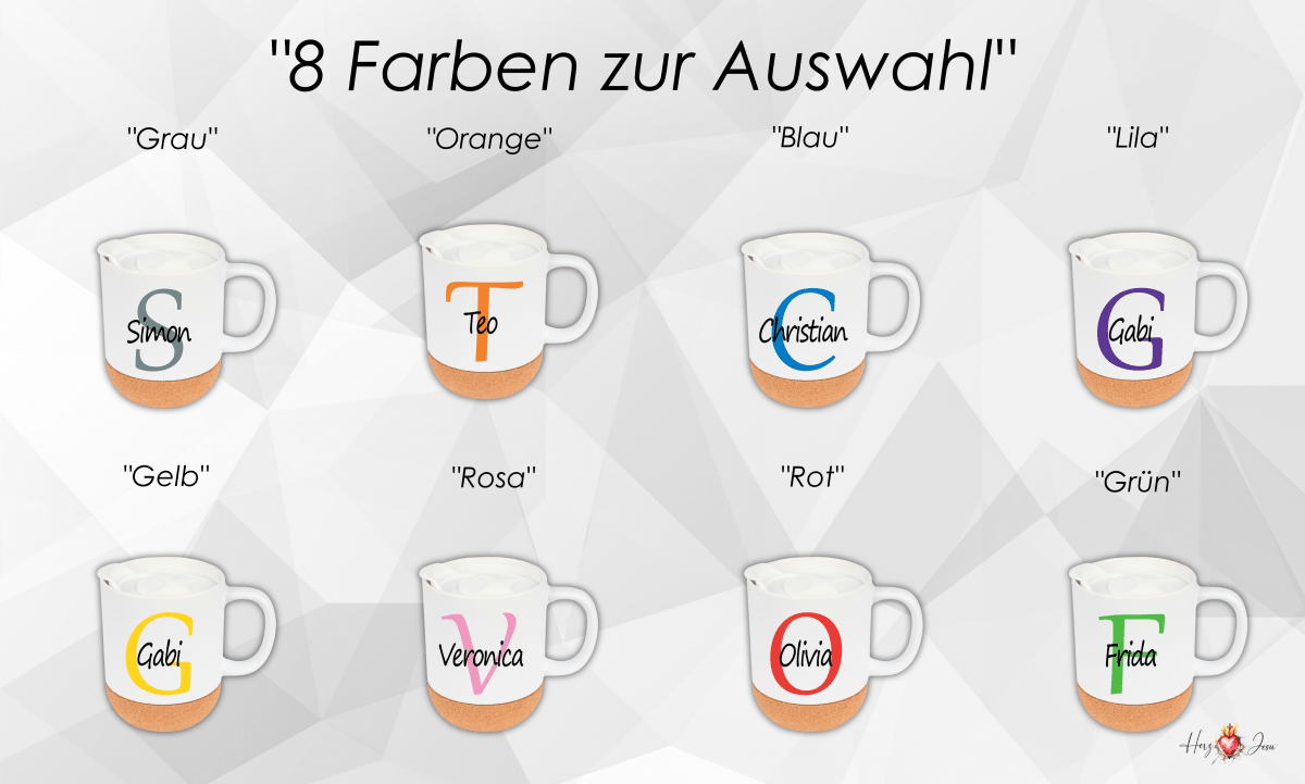 Personalisierte Keramik Tasse mit deinem Namen_0071T - Herz Jesu