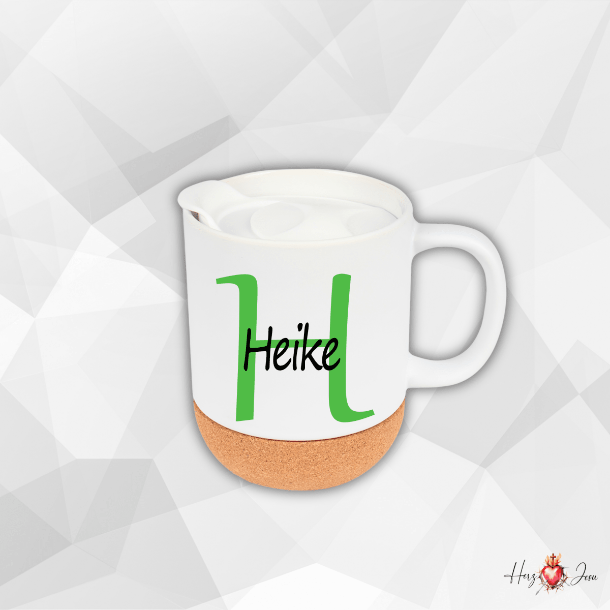 Personalisierte Keramik Tasse mit deinem Namen_0071T - Herz Jesu
