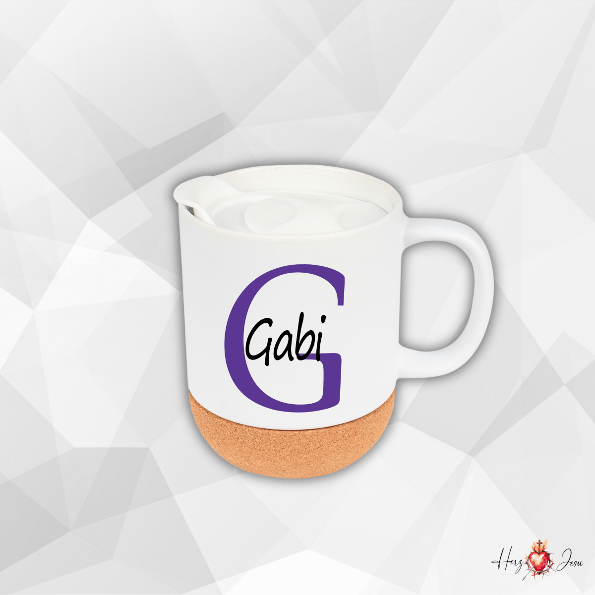 Personalisierte Keramik Tasse mit deinem Namen_0071T - Herz Jesu