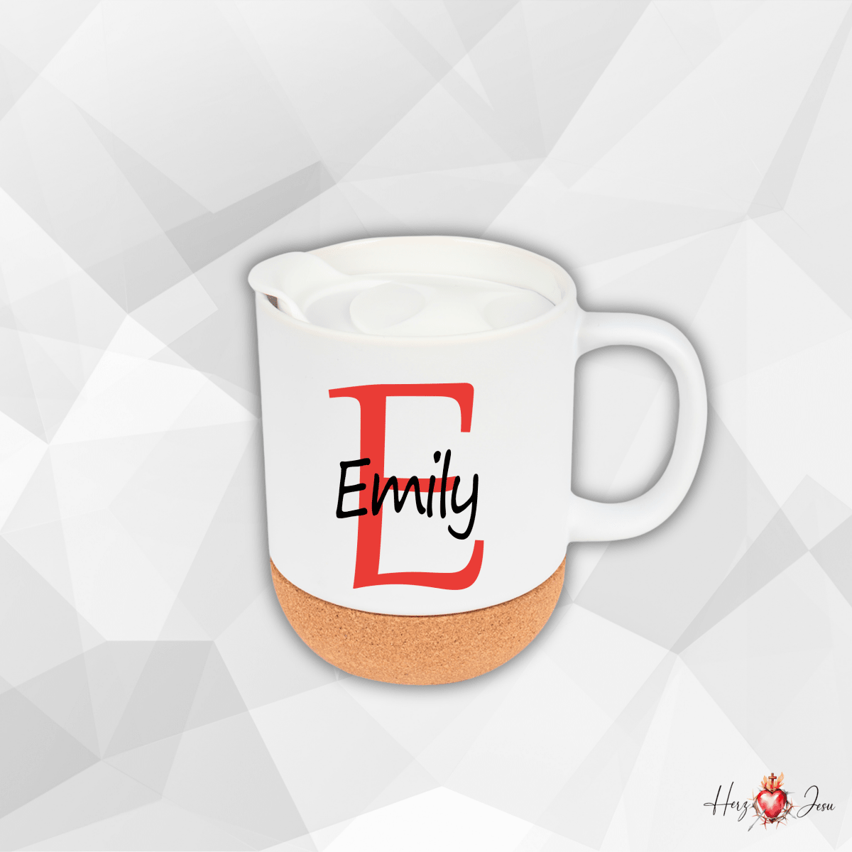 Personalisierte Keramik Tasse mit deinem Namen_0071T - Herz Jesu