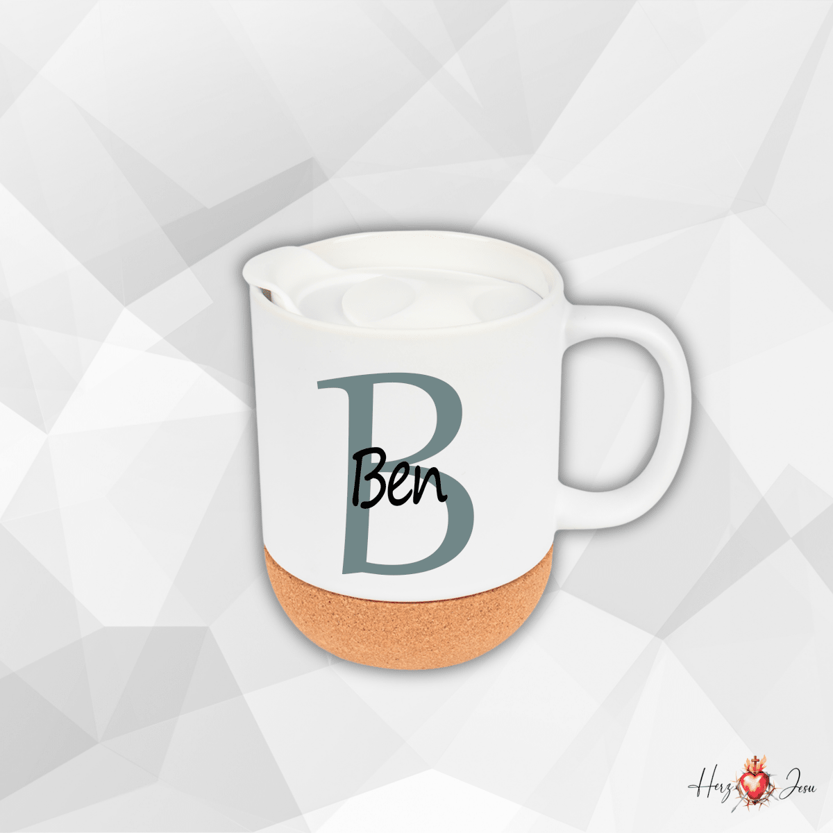 Personalisierte Keramik Tasse mit deinem Namen_0071T - Herz Jesu