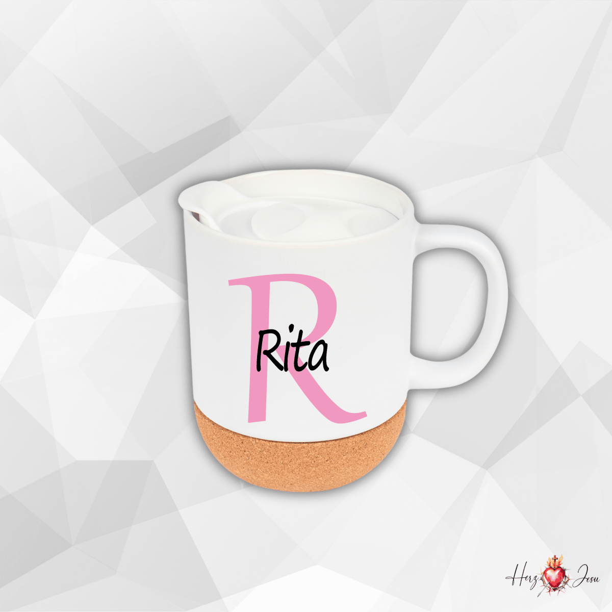Personalisierte Keramik Tasse mit deinem Namen_0071T - Herz Jesu