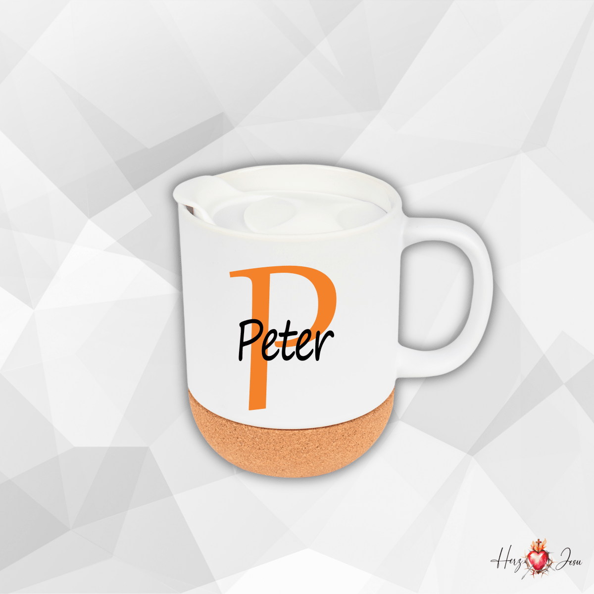 Personalisierte Keramik Tasse mit deinem Namen_0071T - Herz Jesu