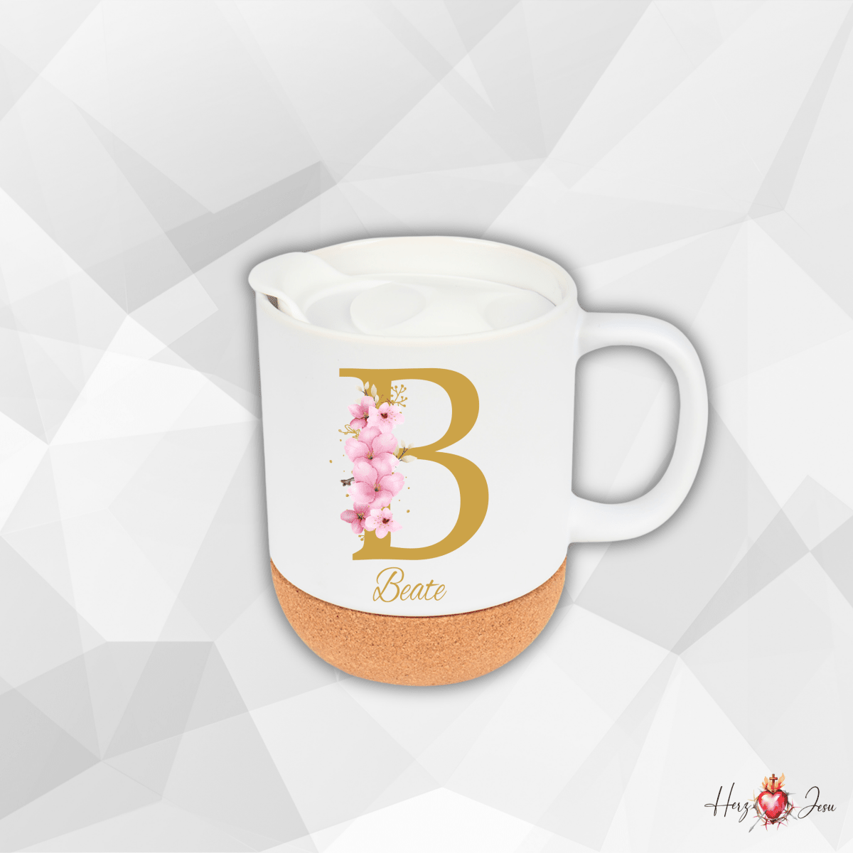 Personalisierte Keramik Tasse mit deinem Namen_0077T - Herz Jesu