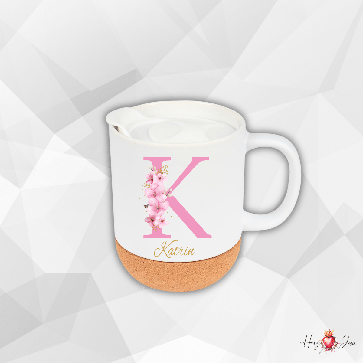Personalisierte Keramik Tasse mit deinem Namen_0077T - Herz Jesu