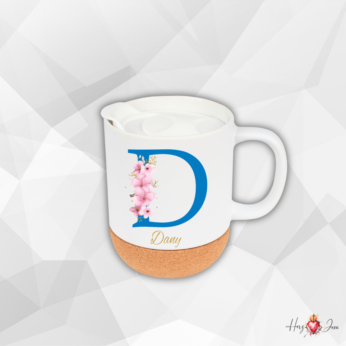Personalisierte Keramik Tasse mit deinem Namen_0077T - Herz Jesu