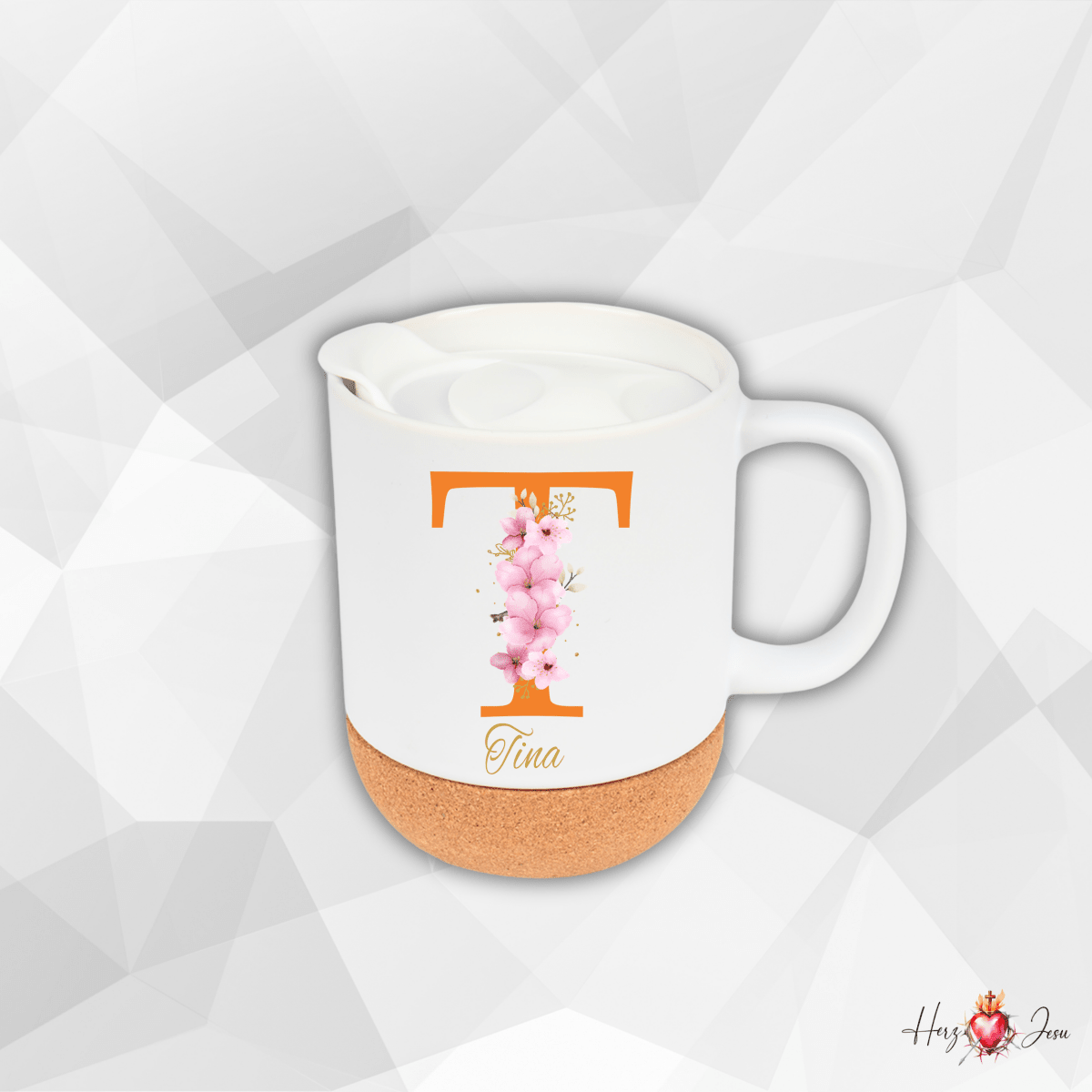 Personalisierte Keramik Tasse mit deinem Namen_0077T - Herz Jesu