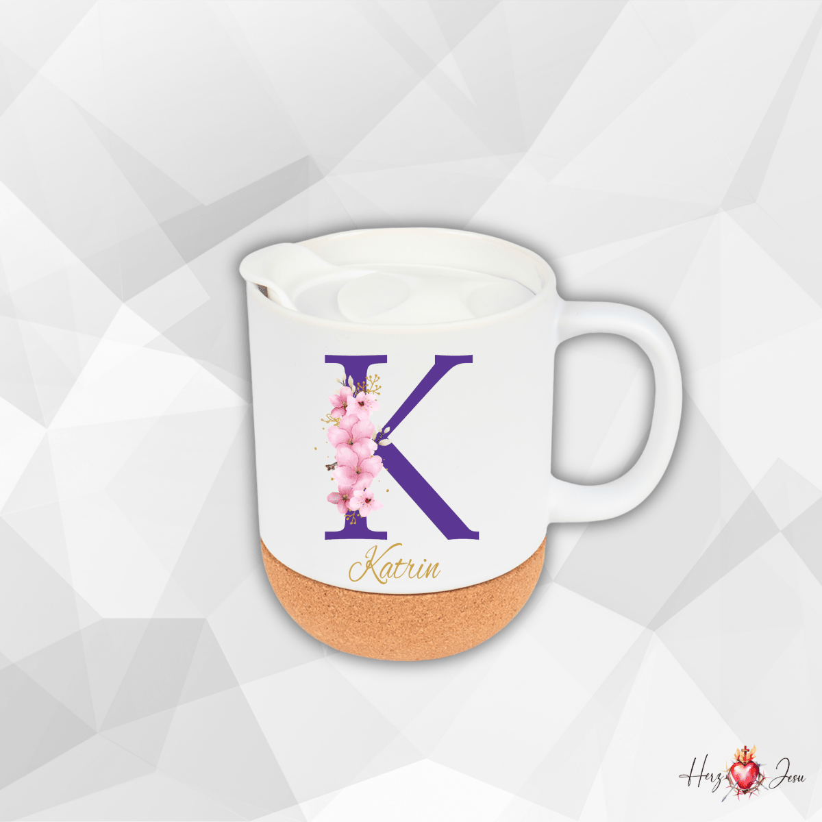 Personalisierte Keramik Tasse mit deinem Namen_0077T - Herz Jesu
