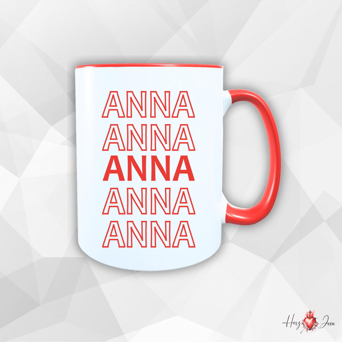 Personalisierte Keramik Tasse mit deinem Namen_0082T - Herz Jesu