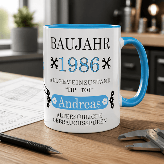 Personalisierte Keramik Tasse mit deinem Namen Baujahr_0021T - Herz Jesu