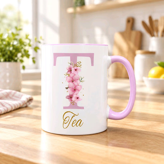 Personalisierte Keramik Tasse mit deinem Namen Blumen Motiv_0034T - Herz Jesu