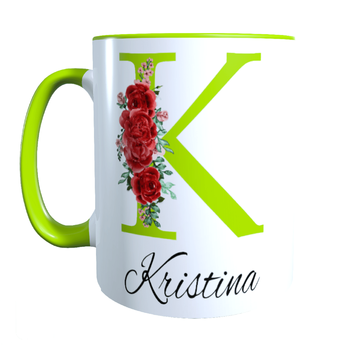 Personalisierte Keramik Tasse mit deinem Namen Blumen Motiv_0035T - Herz Jesu