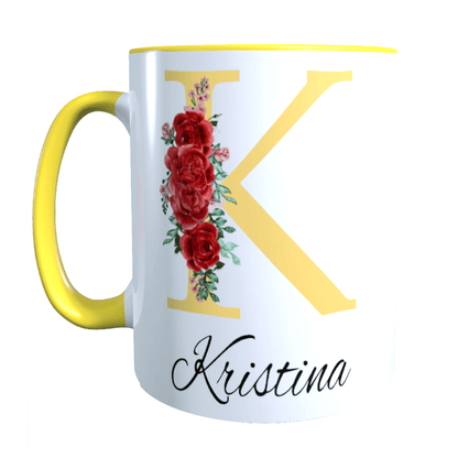 Personalisierte Keramik Tasse mit deinem Namen Blumen Motiv_0035T - Herz Jesu