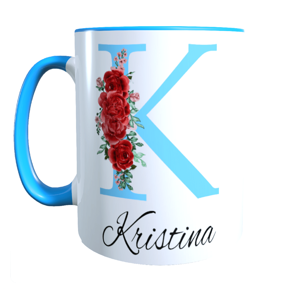 Personalisierte Keramik Tasse mit deinem Namen Blumen Motiv_0035T - Herz Jesu