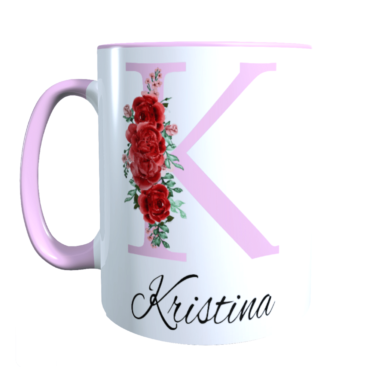 Personalisierte Keramik Tasse mit deinem Namen Blumen Motiv_0035T - Herz Jesu