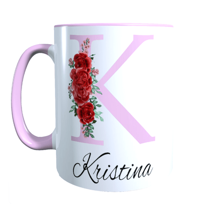 Personalisierte Keramik Tasse mit deinem Namen Blumen Motiv_0035T - Herz Jesu