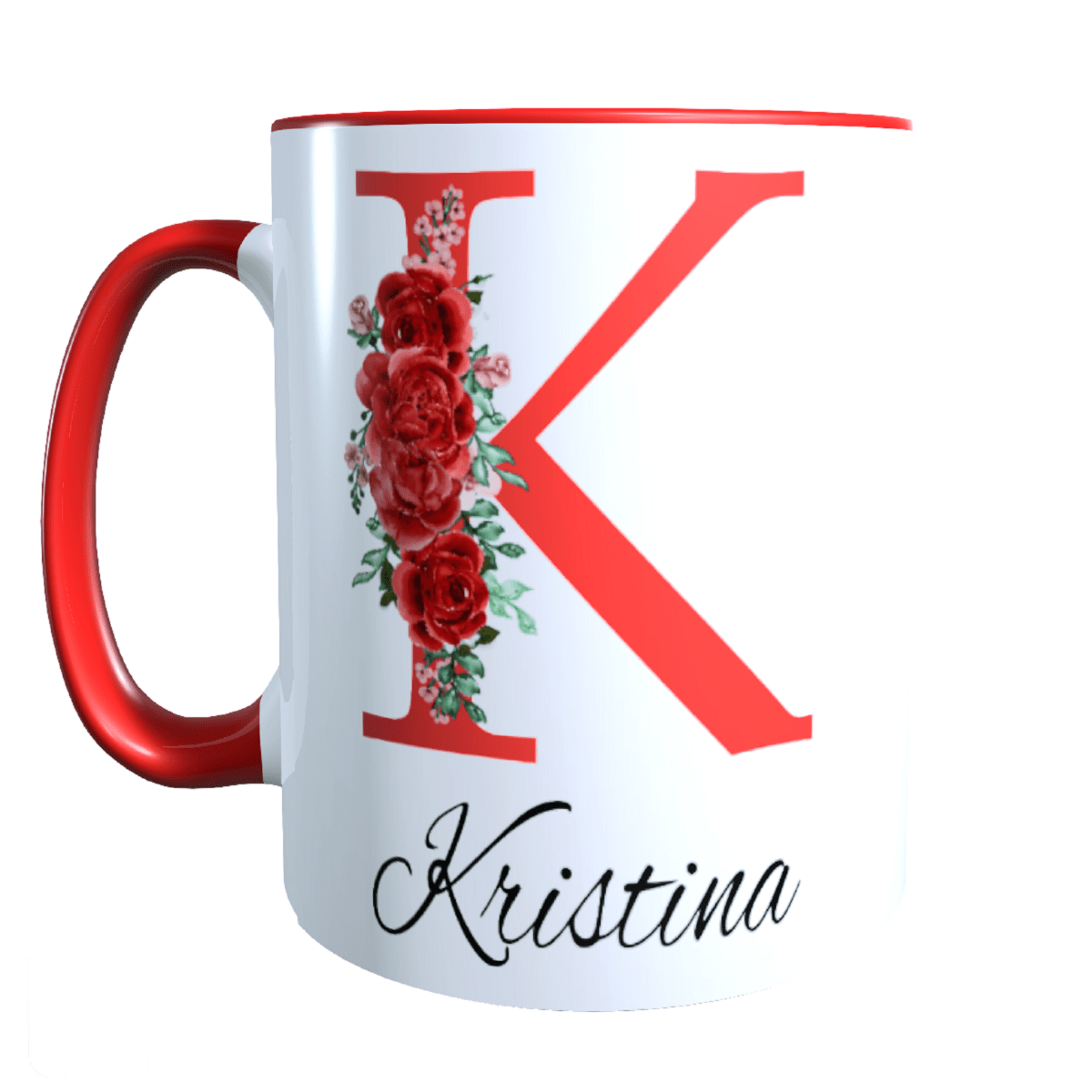 Personalisierte Keramik Tasse mit deinem Namen Blumen Motiv_0035T - Herz Jesu