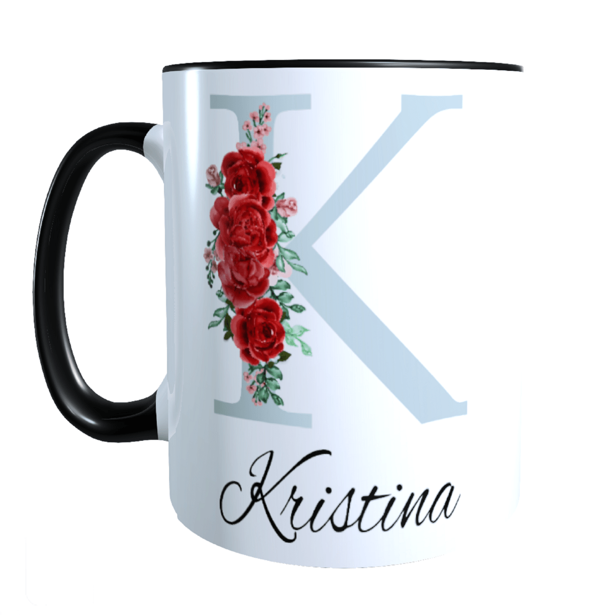 Personalisierte Keramik Tasse mit deinem Namen Blumen Motiv_0035T - Herz Jesu