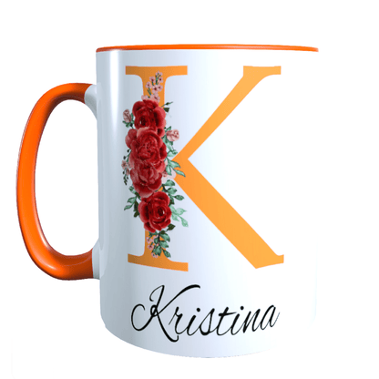 Personalisierte Keramik Tasse mit deinem Namen Blumen Motiv_0035T - Herz Jesu