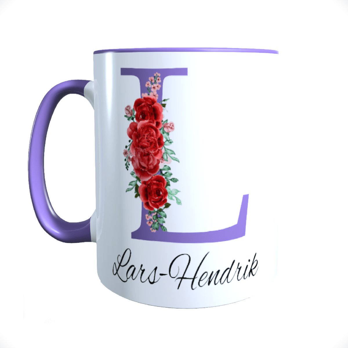 Personalisierte Keramik Tasse mit deinem Namen Blumen Motiv_0035T - Herz Jesu