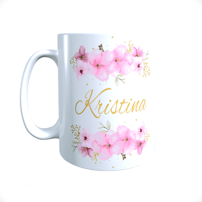 Personalisierte Keramik Tasse mit deinem Namen Blumen Motiv_0036T - Herz Jesu
