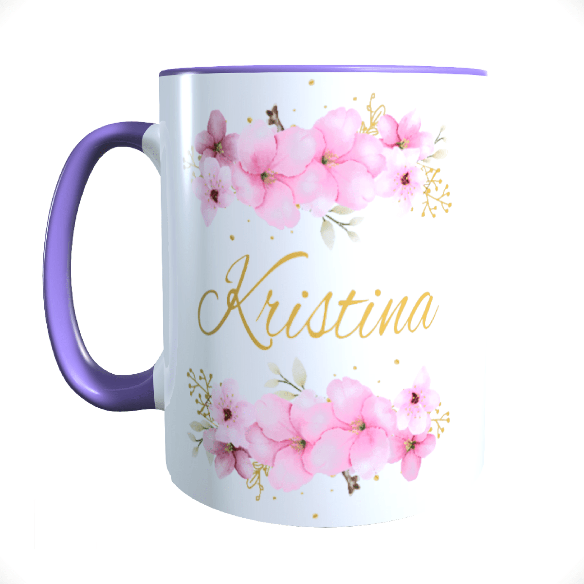 Personalisierte Keramik Tasse mit deinem Namen Blumen Motiv_0036T - Herz Jesu
