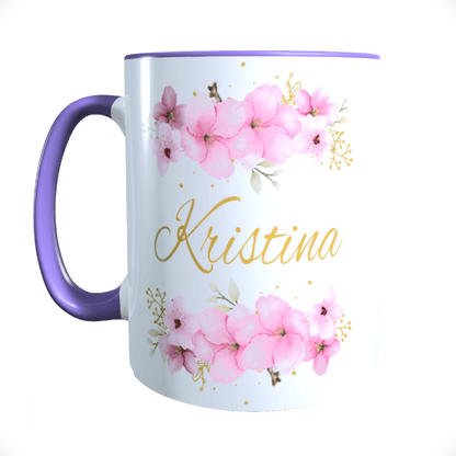 Personalisierte Keramik Tasse mit deinem Namen Blumen Motiv_0036T - Herz Jesu