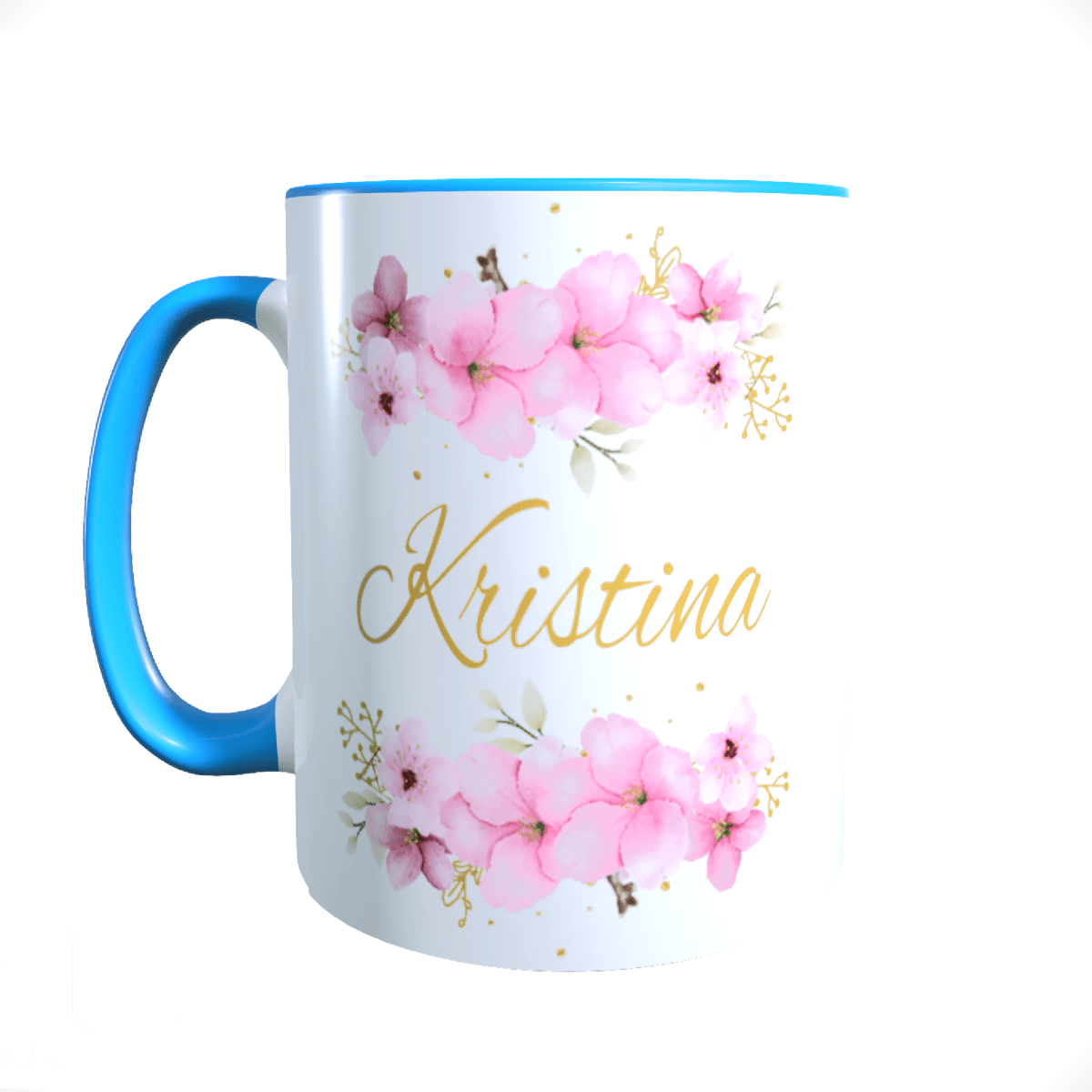 Personalisierte Keramik Tasse mit deinem Namen Blumen Motiv_0036T - Herz Jesu