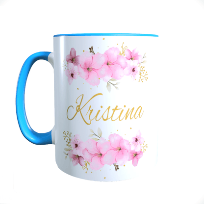 Personalisierte Keramik Tasse mit deinem Namen Blumen Motiv_0036T - Herz Jesu