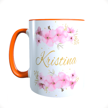 Personalisierte Keramik Tasse mit deinem Namen Blumen Motiv_0036T - Herz Jesu