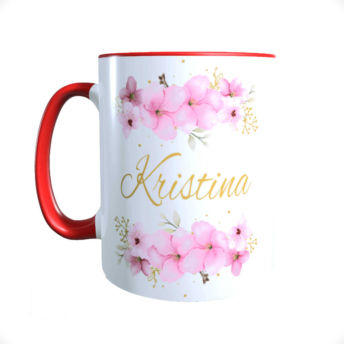 Personalisierte Keramik Tasse mit deinem Namen Blumen Motiv_0036T - Herz Jesu