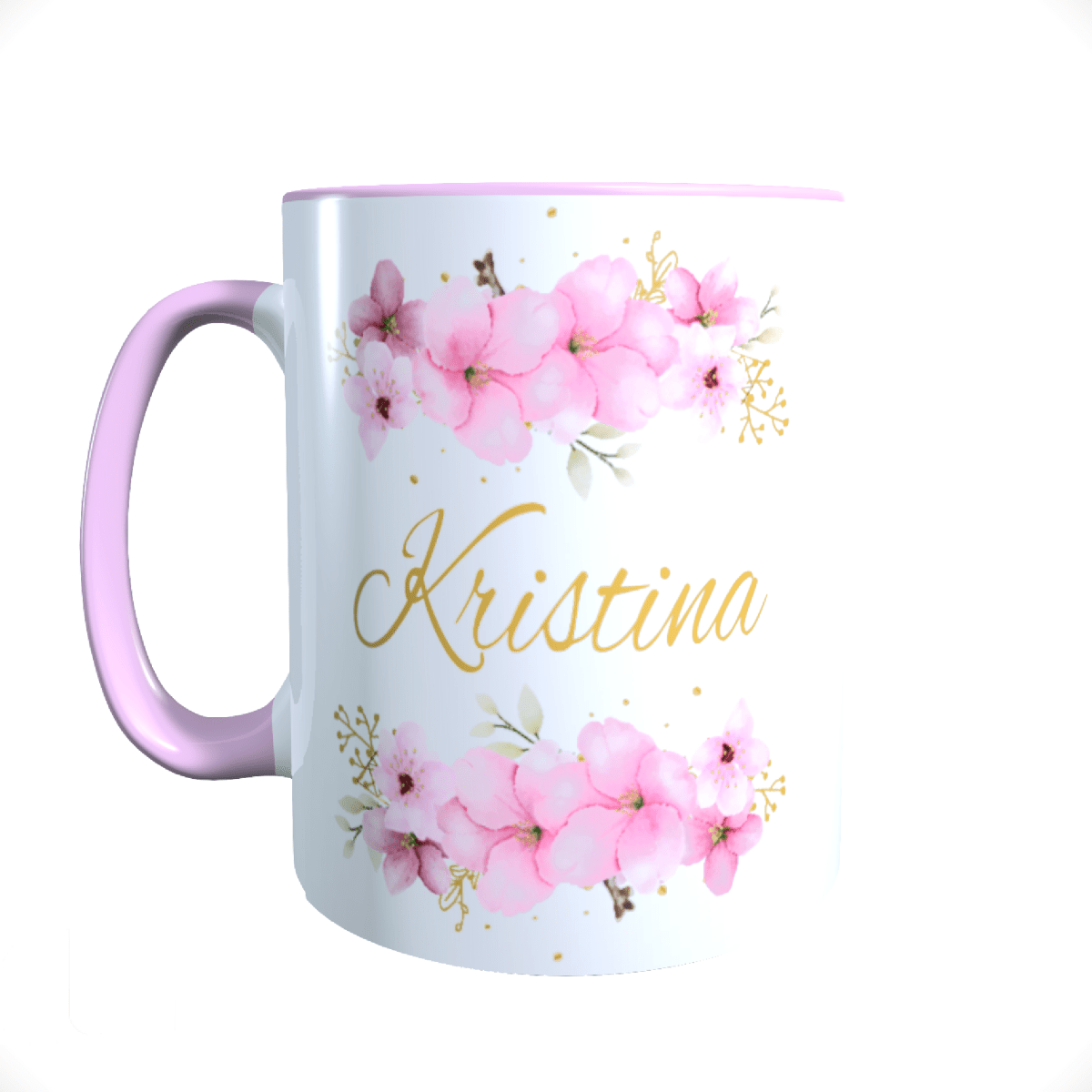 Personalisierte Keramik Tasse mit deinem Namen Blumen Motiv_0036T - Herz Jesu