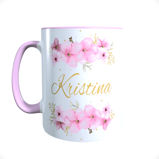 Personalisierte Keramik Tasse mit deinem Namen Blumen Motiv_0036T - Herz Jesu