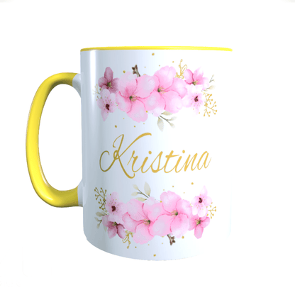 Personalisierte Keramik Tasse mit deinem Namen Blumen Motiv_0036T - Herz Jesu