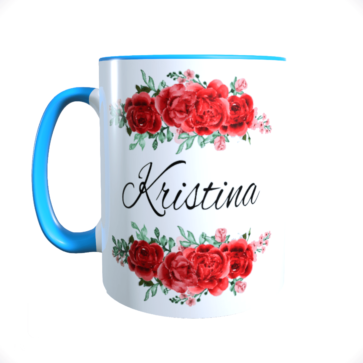 Personalisierte Keramik Tasse mit deinem Namen Blumen Motiv_0037T - Herz Jesu