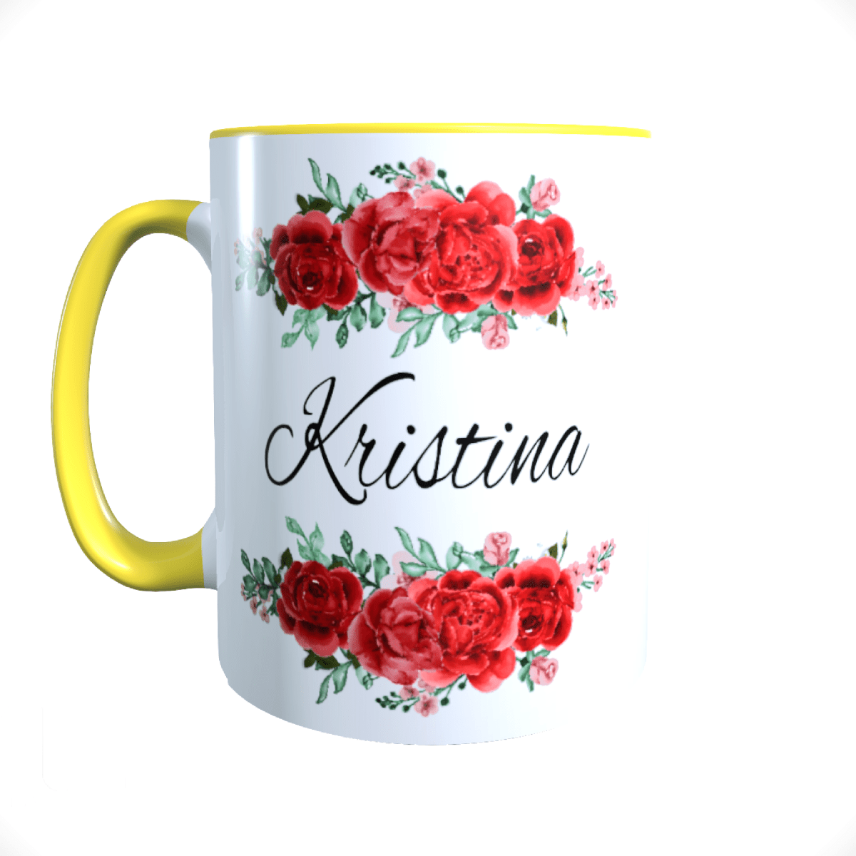 Personalisierte Keramik Tasse mit deinem Namen Blumen Motiv_0037T - Herz Jesu