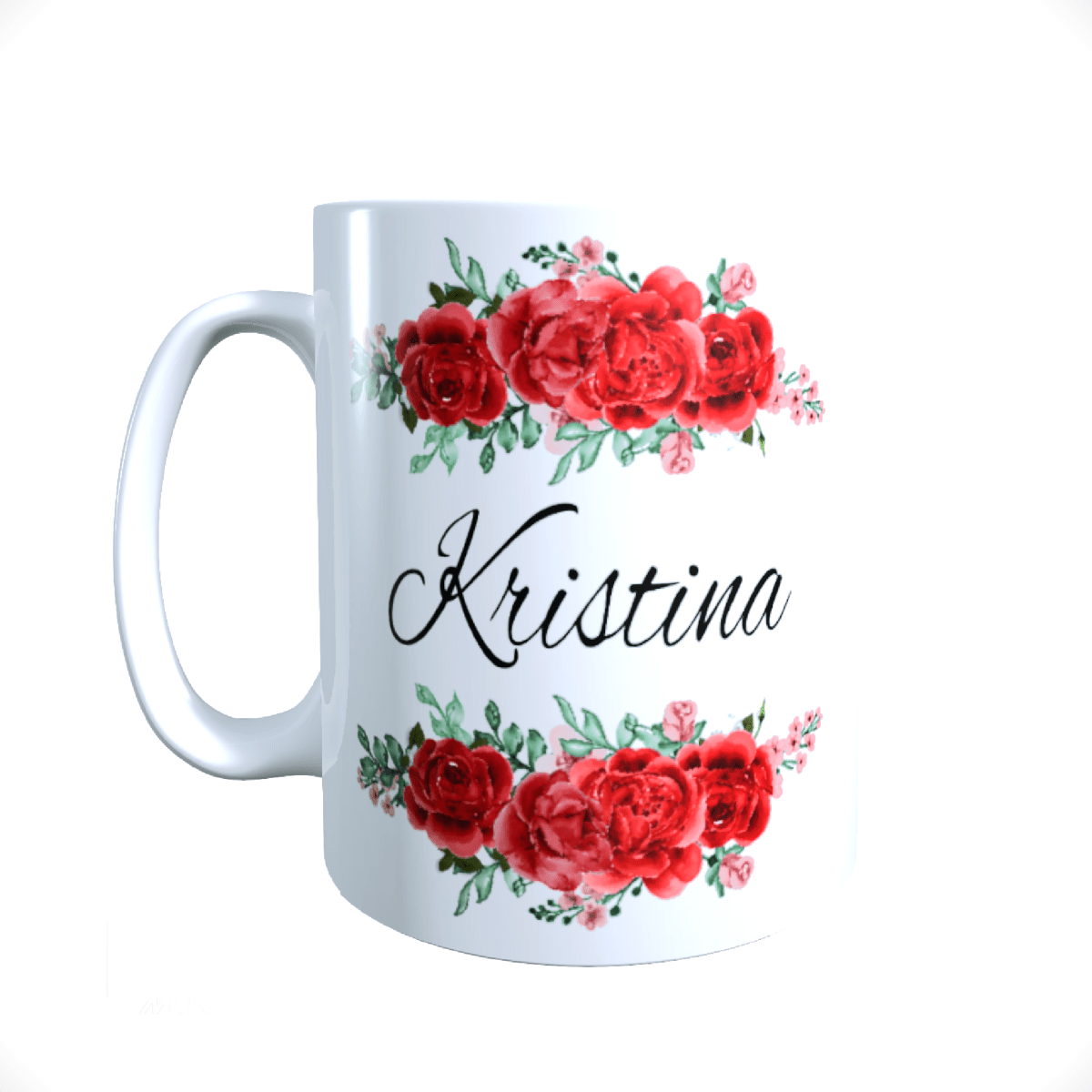 Personalisierte Keramik Tasse mit deinem Namen Blumen Motiv_0037T - Herz Jesu
