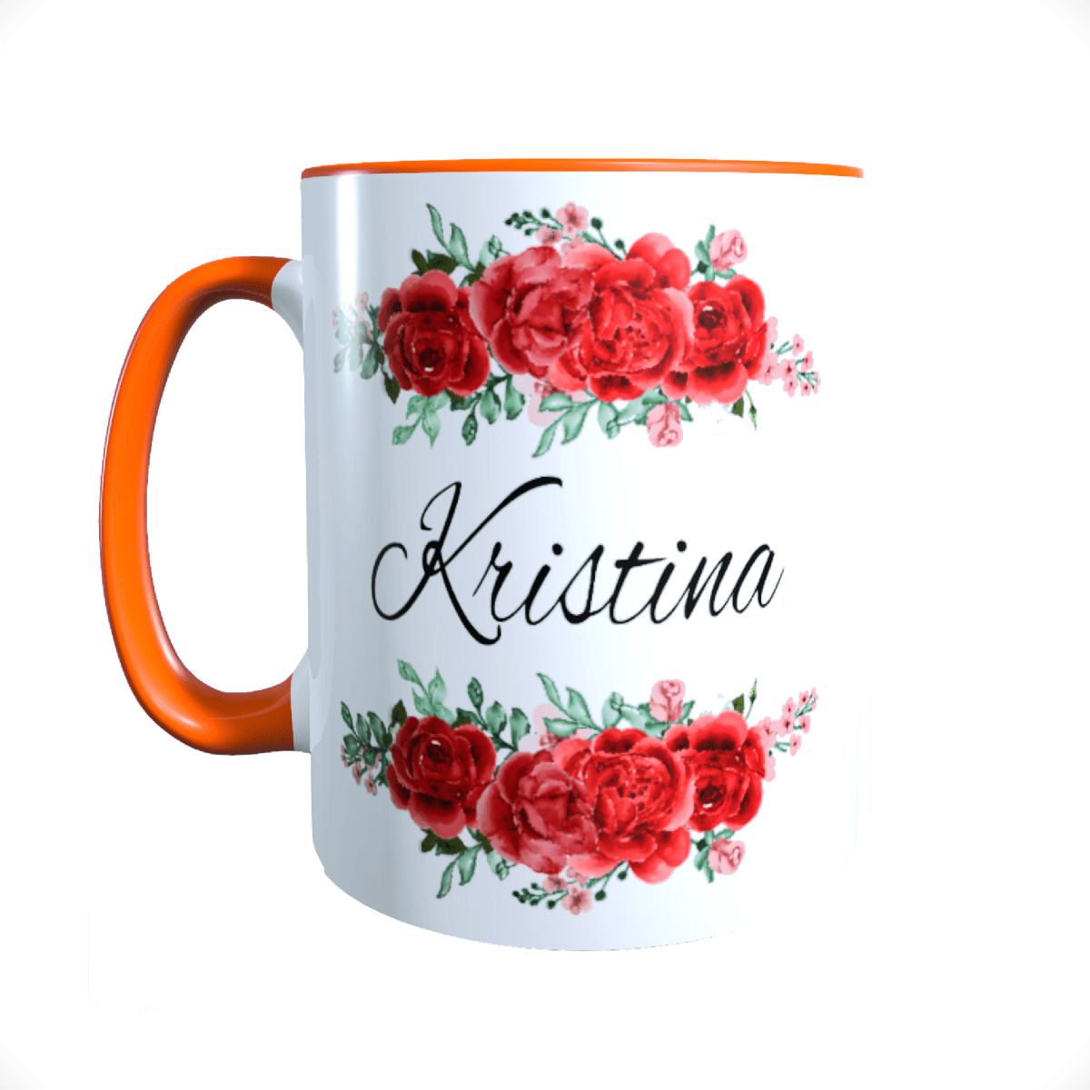 Personalisierte Keramik Tasse mit deinem Namen Blumen Motiv_0037T - Herz Jesu