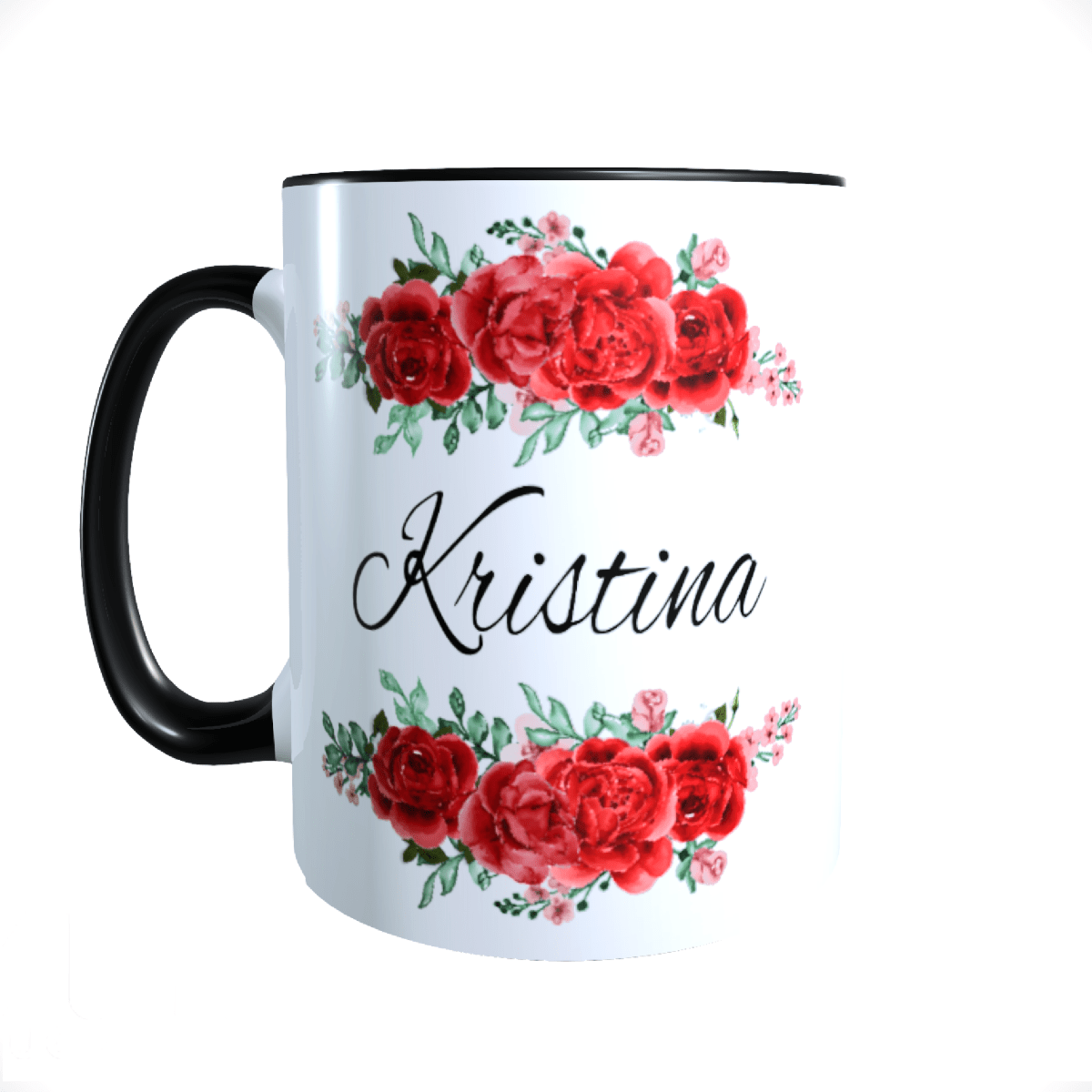 Personalisierte Keramik Tasse mit deinem Namen Blumen Motiv_0037T - Herz Jesu