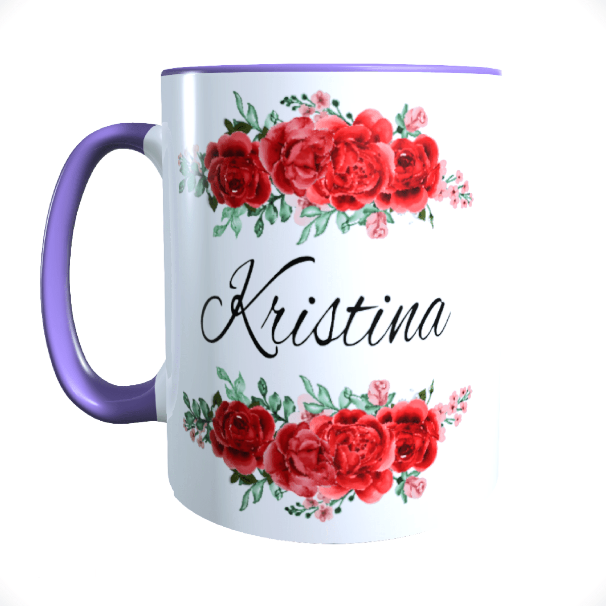 Personalisierte Keramik Tasse mit deinem Namen Blumen Motiv_0037T - Herz Jesu