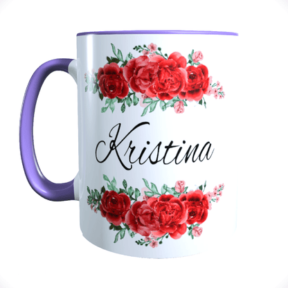 Personalisierte Keramik Tasse mit deinem Namen Blumen Motiv_0037T - Herz Jesu