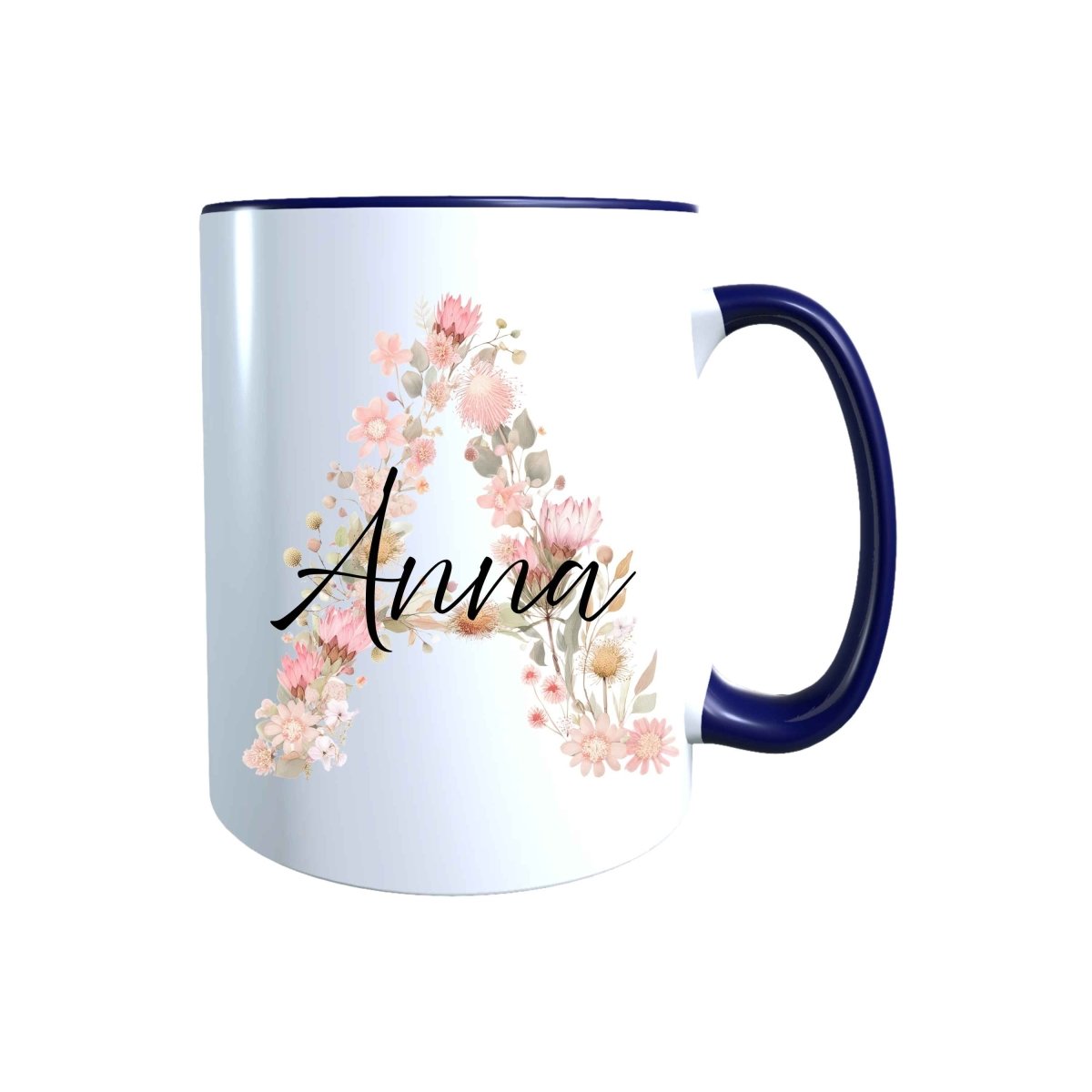 Personalisierte Keramik Tasse mit deinem Namen Blumen Motiv_0103T - Herz Jesu